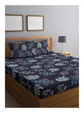 Klotthe Cotton Double Bed Sheet Elastic Fitted 300 TC with 2 Pillow Covers | Elastic Corner Bedsheet for Double Bed | Wrinkle Fr