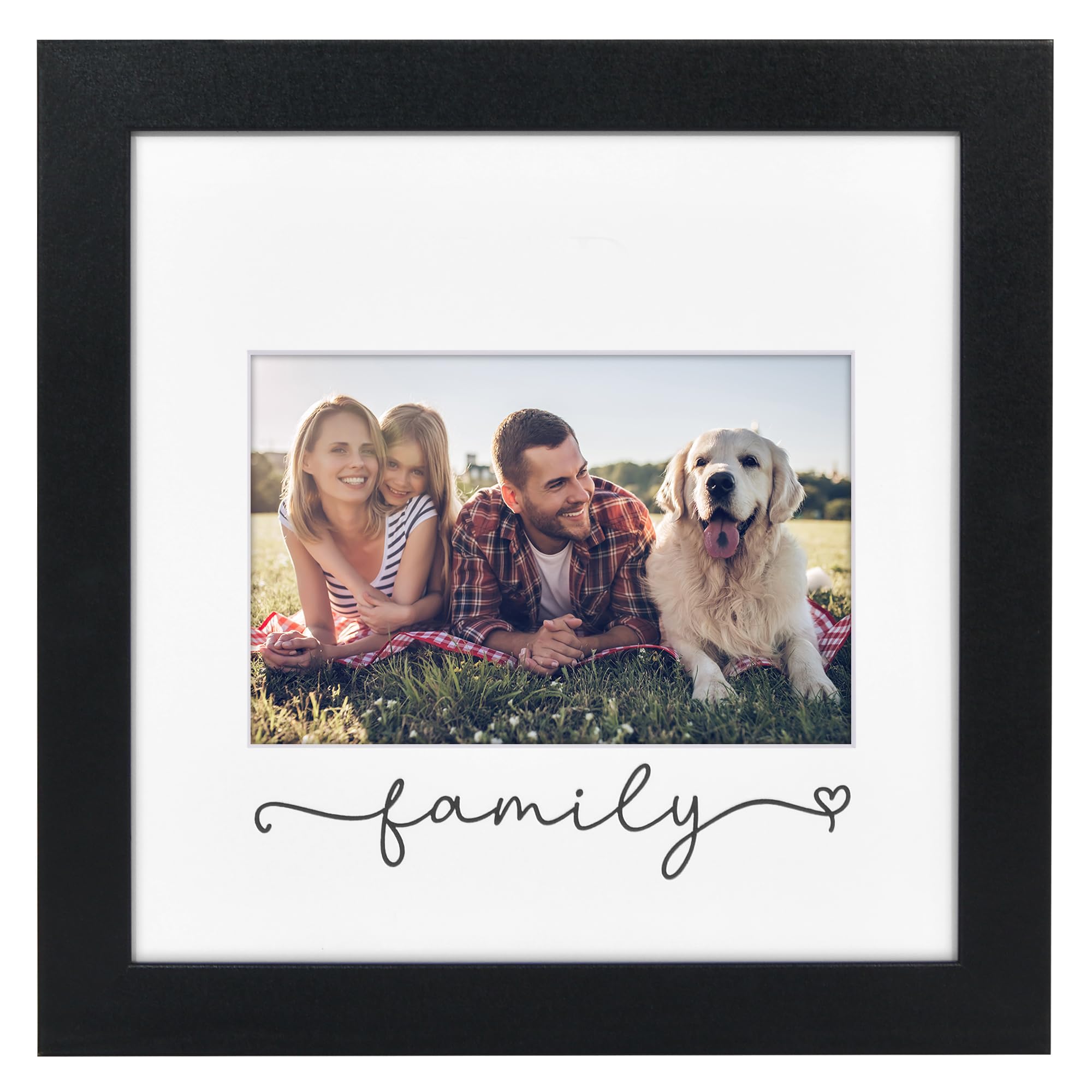 Americanflat Family Picture Frame with Shatter-Resistant Glass - Use as 8x8 Picture Frame without Mat or 4x6 Frame with 3 Interc