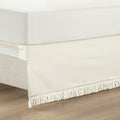 Lush Decor Boho Fringe 15-Inch Tailored Drop Easy Fit Bedskirt, King, Off-White