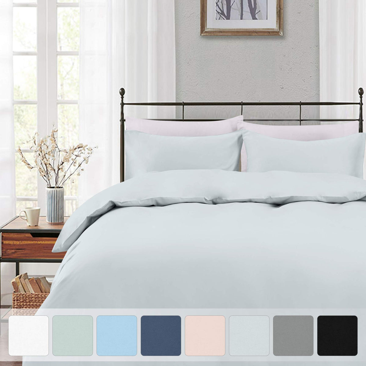 California Design Den 3-Pc King Size Duvet Cover Set, 400 Thread Count 100% Cotton Sateen, Soft Luxury Sateen Weave Comforter Co