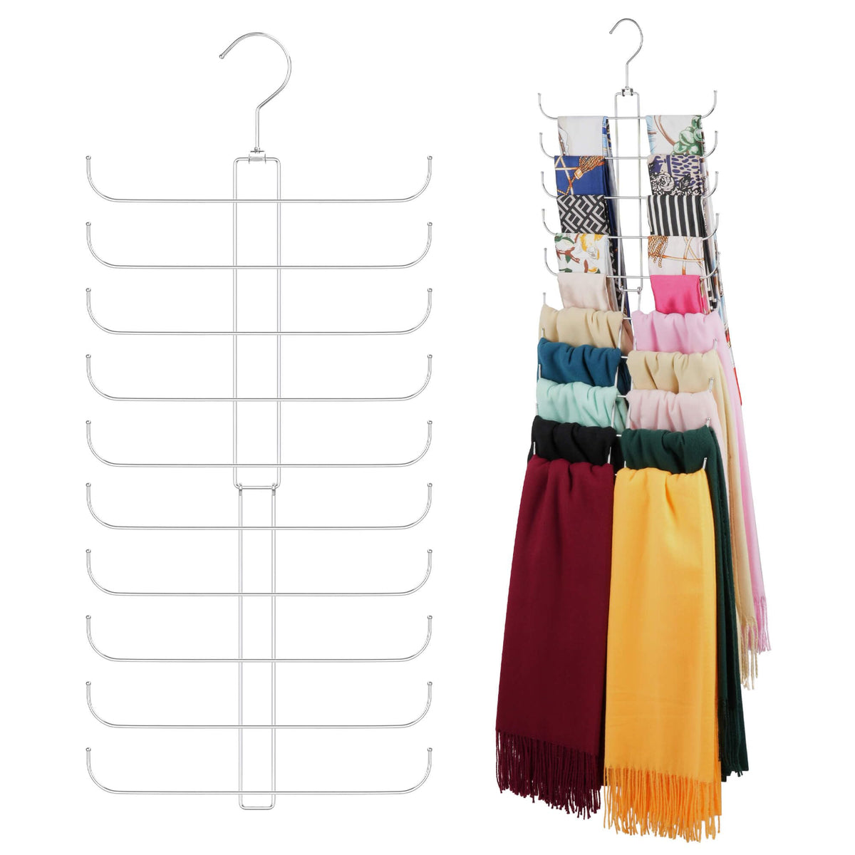 ZEDODIER Scarf Organizer Scarf Hanger for Closet, 2 Pack Rotatable Sturdy Hijab Holder Holds 40 Scarves, Space Saving Closet Org