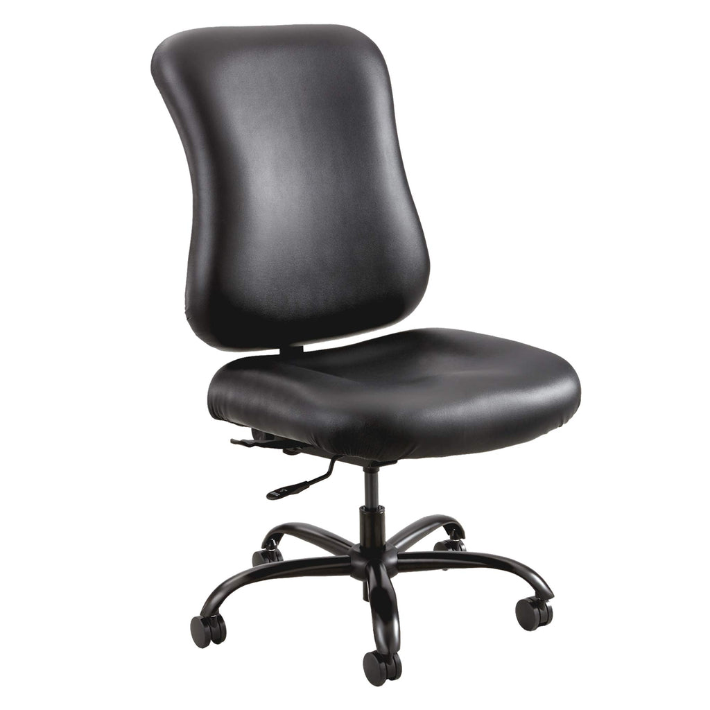 Safco Products 3592BL Optimus Big and Tall Swivel Desk Task Office Chair, Black Vinyl Seat, Wheels, 25" W x 25" D x 45.5" H, 400 lbs. Weight Capacity, Great for Home Office