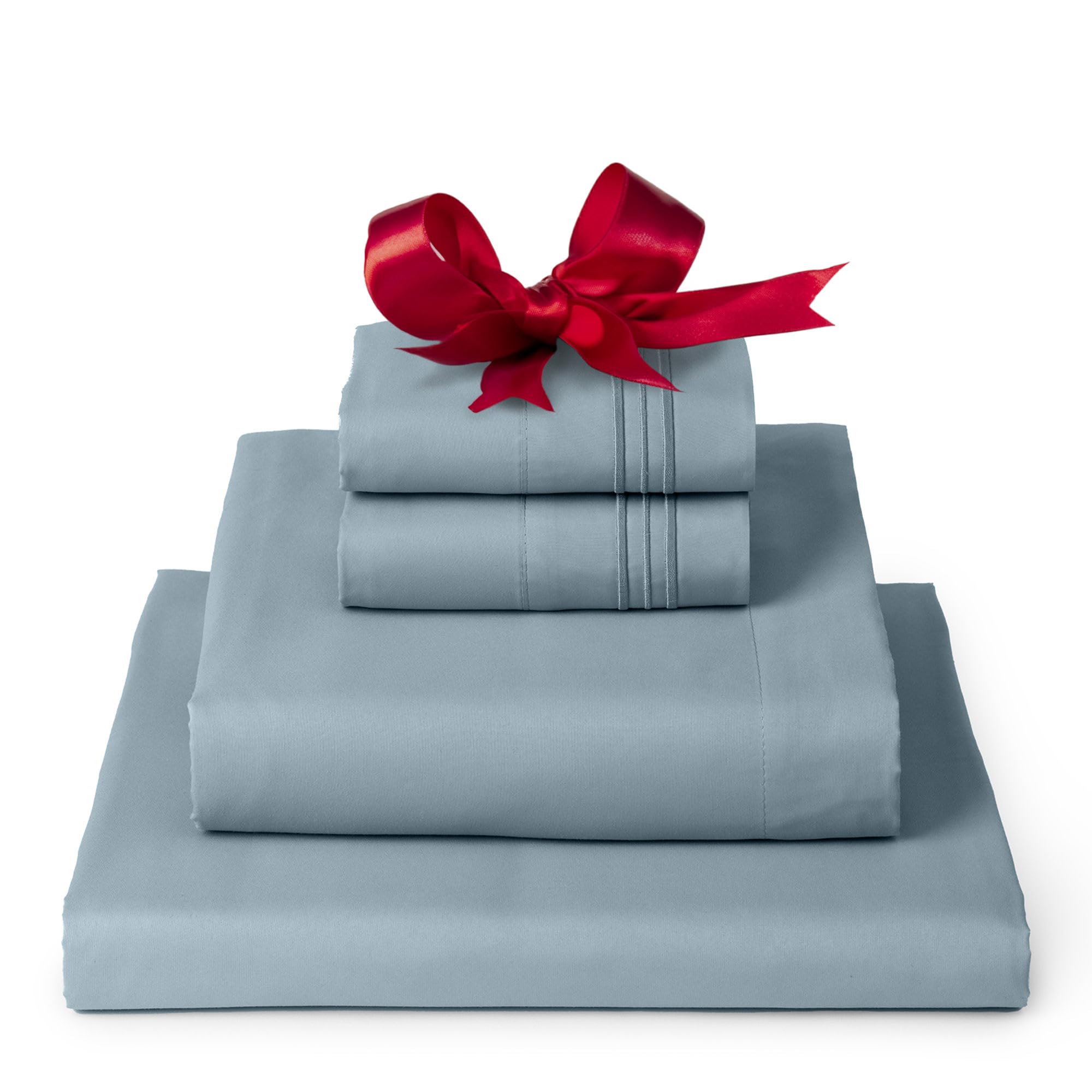 Mellanni Twin Sheet Set - 4-Piece Iconic Collection Bedding, (Including 2 Pillowcases), 16-Inch Deep Pocket, Easy Care, Extra Soft, Cooling Sheets, Brushed Microfiber - Spa Blue
