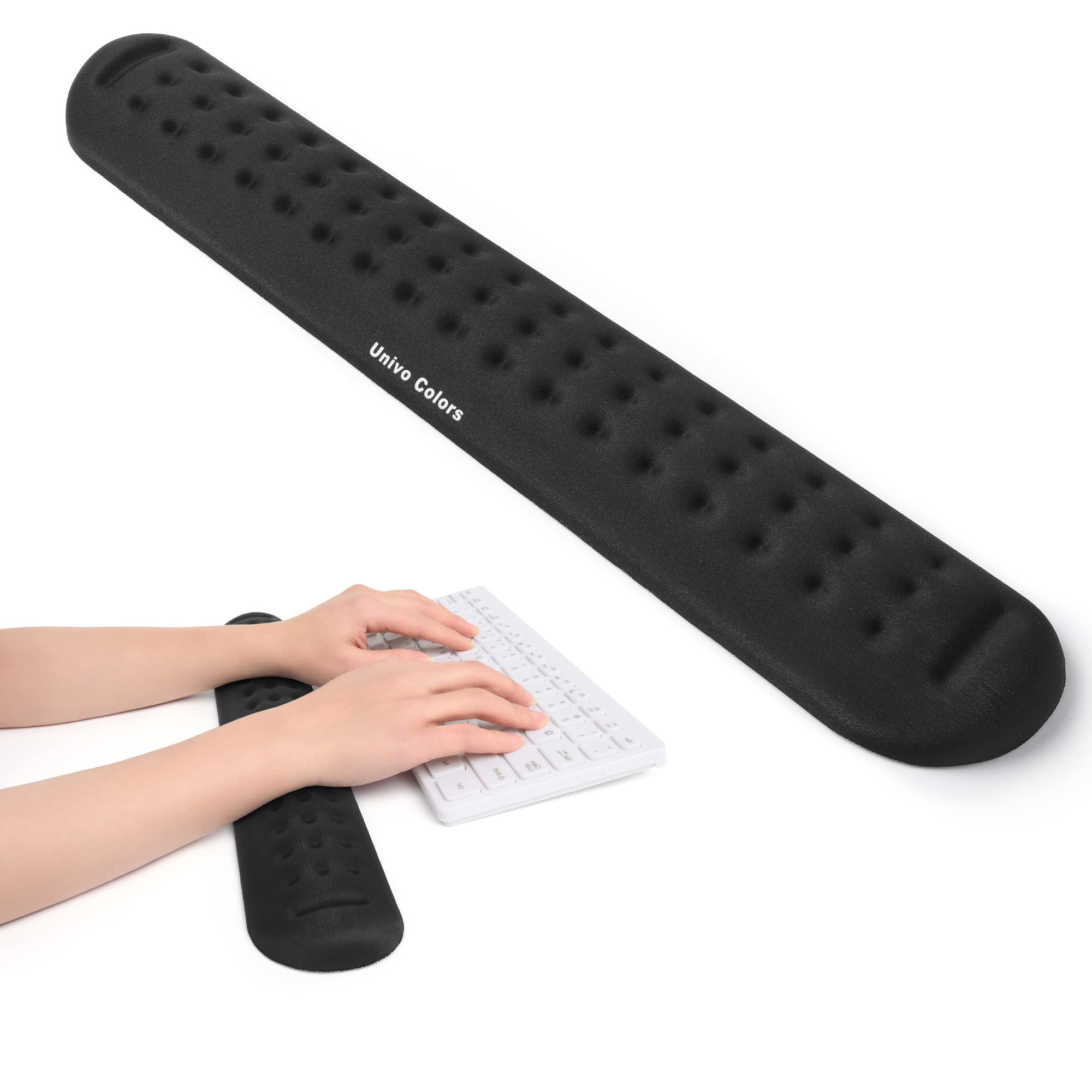 Univo Colors Black Superfine Memory Foam Keyboard Wrist Rest Soft Gel Ergonomic Wrist Support Pad For Computer, Laptop, Office,