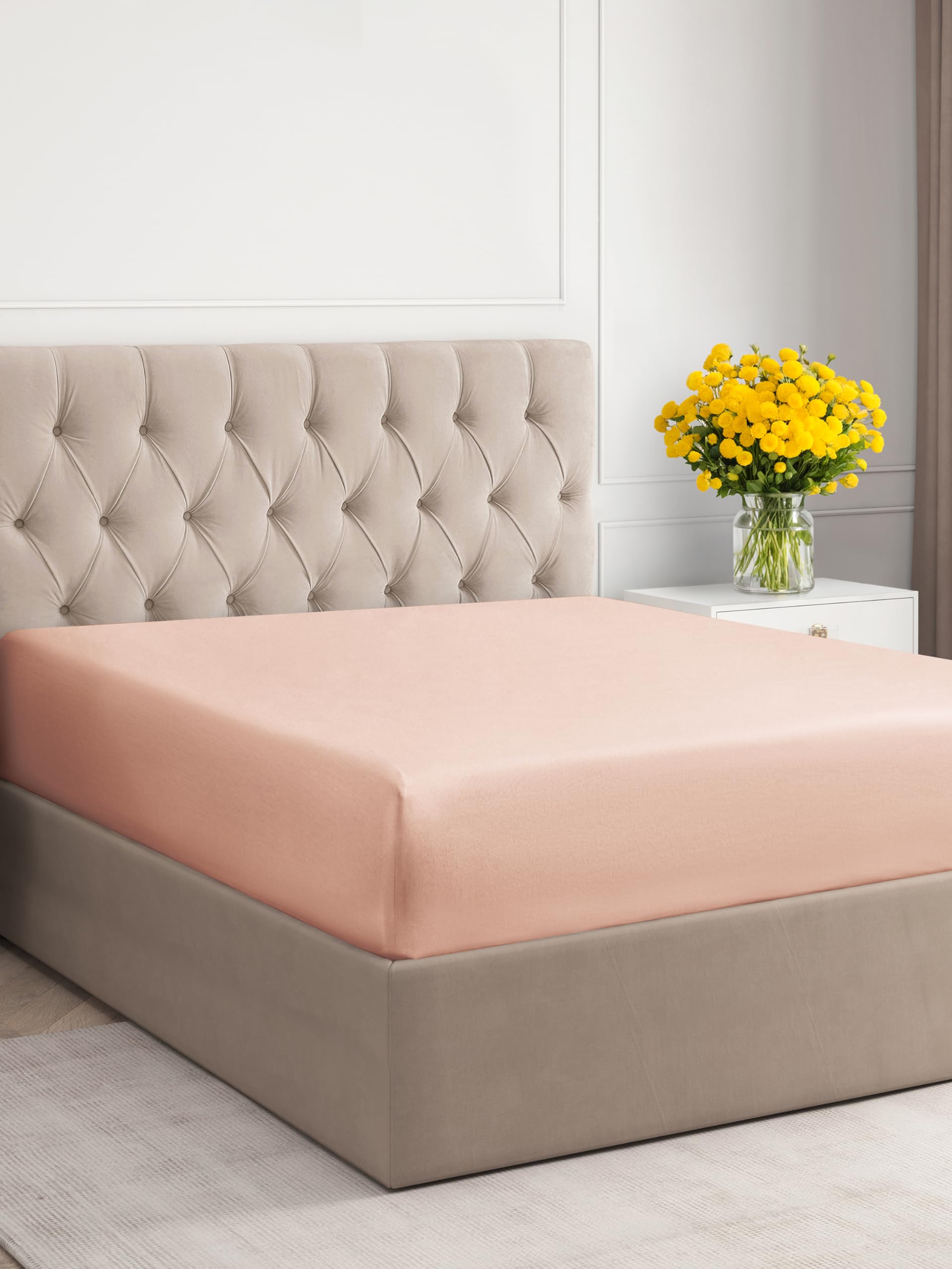 Twin Xl Size Fitted Bed Sheet - Hotel Luxury Single Fitted Bottom Sheet Only - Fits Mattress Between 8 To 16 Inches - Deep Pockets, Extra Soft And Wrinkle Free - Breathable & Cooling - Lavender Pink