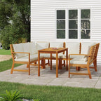vidaXL Outdoor Dining Set with Cushions - 7 Piece Acacia Solid Wood - Modular Patio Furniture - Comfortable Seating with Rectangle Table and Cushions.