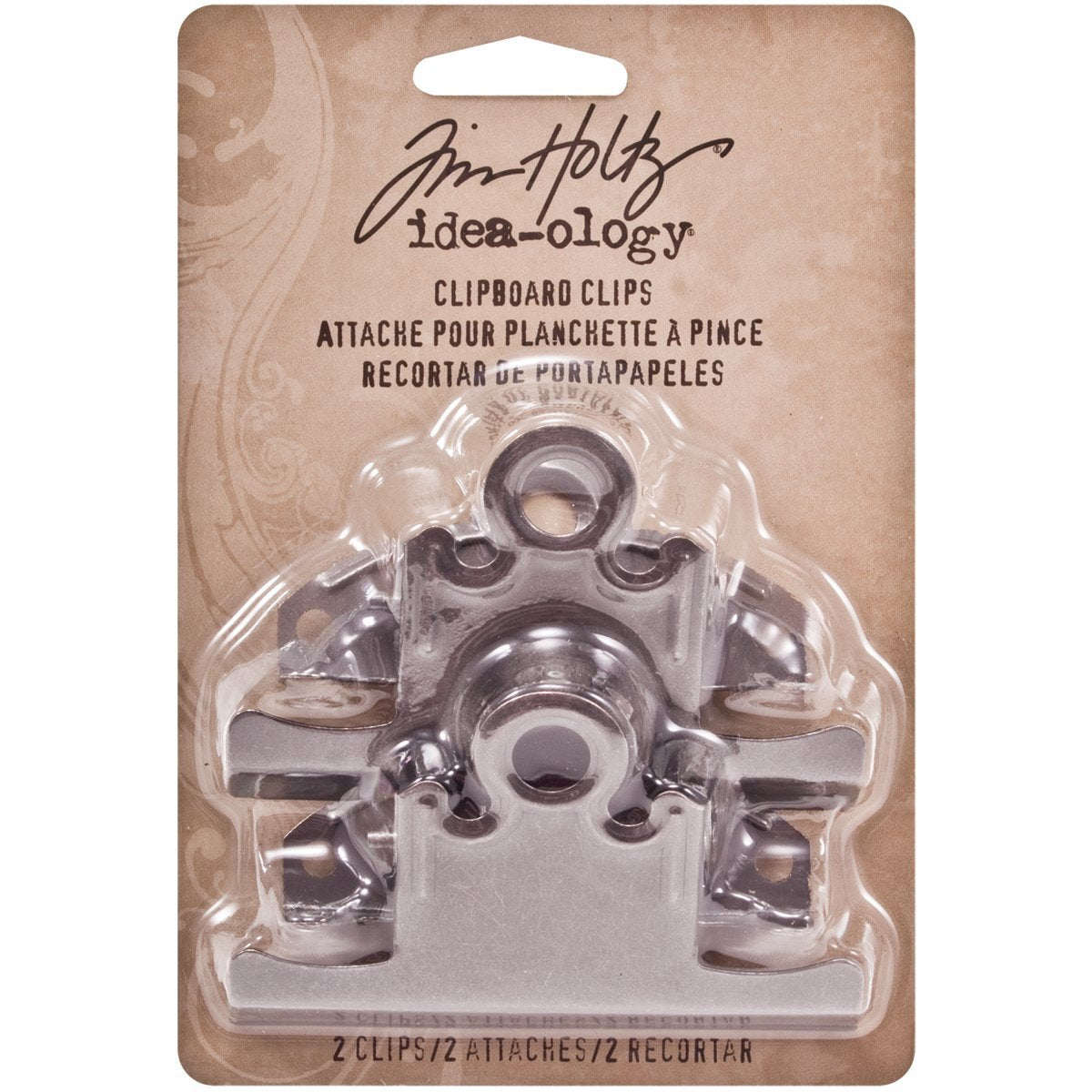 Tim Holtz Idea-Ology Metal Clipboard Clips, 2 Per Pack, 3-Inch, Antique Nickel Finish, Th93138