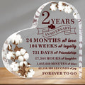 2 Years Anniversary Decor for Him Her Cotton Flower Drawing Print Acrylic Gift 2nd Anniversary Wedding Paperweight Traditional S