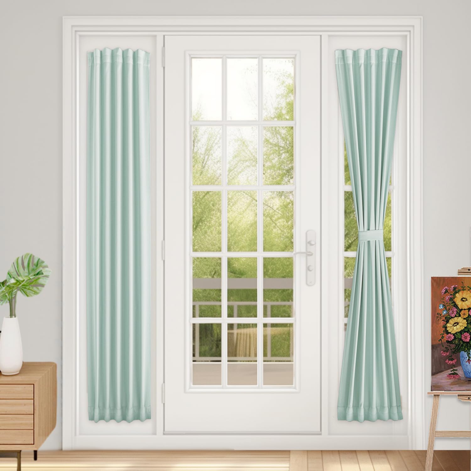 Vatge Side Door Curtains for Door Window Covering, Sidelight Curtains for Front Door, 1 Panel, W12 x L72, Aqua