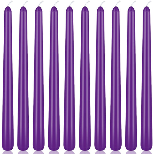 10 Inch Purple Taper Candles, 10 Pack Unscented Candlesticks for Dinner Wedding Christmas Seasonal Celebration and Home Decorati
