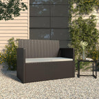 vidaXL Modern Poly Rattan Patio Bench - Cushioned, Weather-Resistant, Sturdy Steel Frame, Easy Assembly - Black with Cream White Cushions, 41.3"