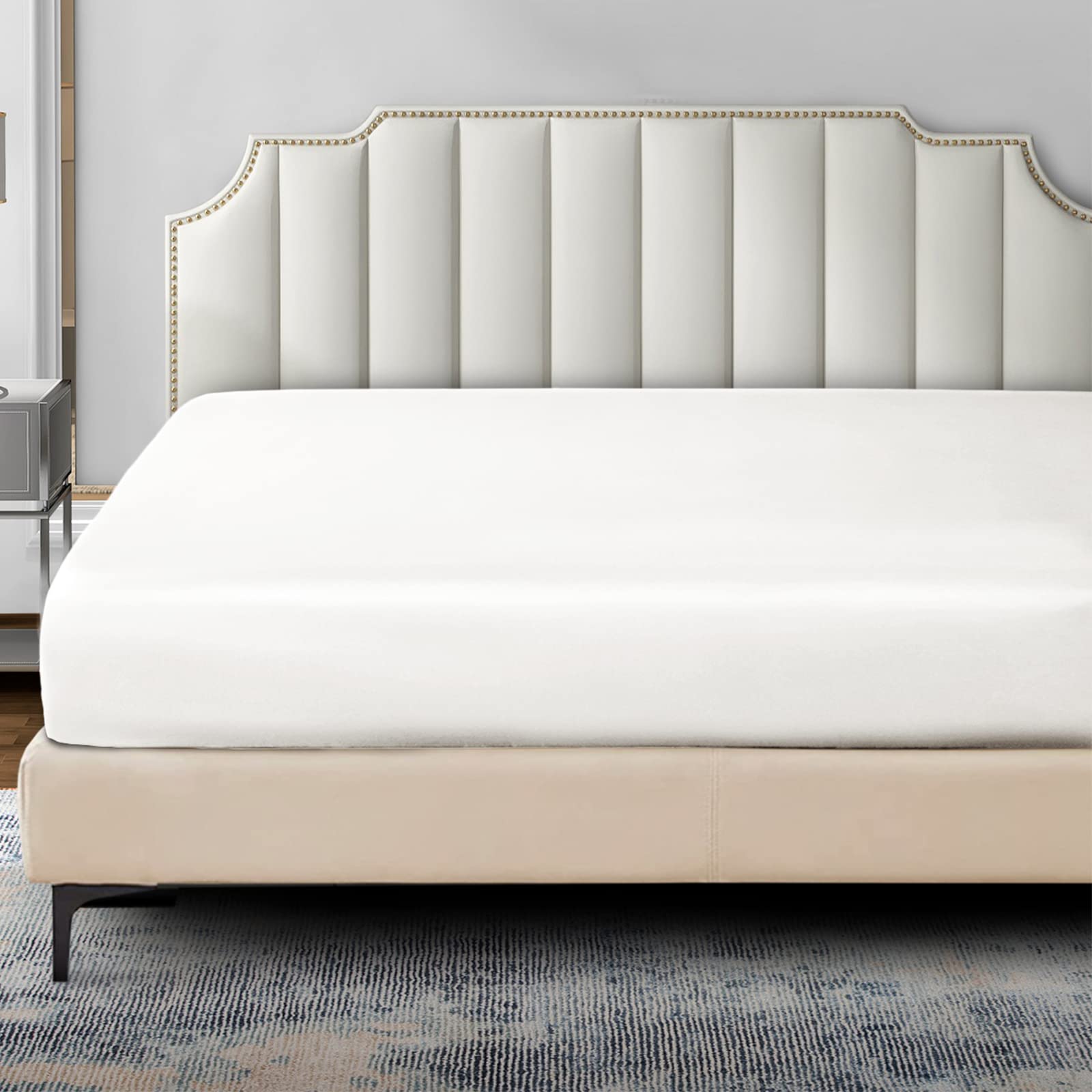 P Pothuiny Satin Fitted Sheet Twin Size, 1 Single Fitted Sheet Only, Extra Soft Deep Pocket Bottom Bed Sheets Mattress Cover Fit