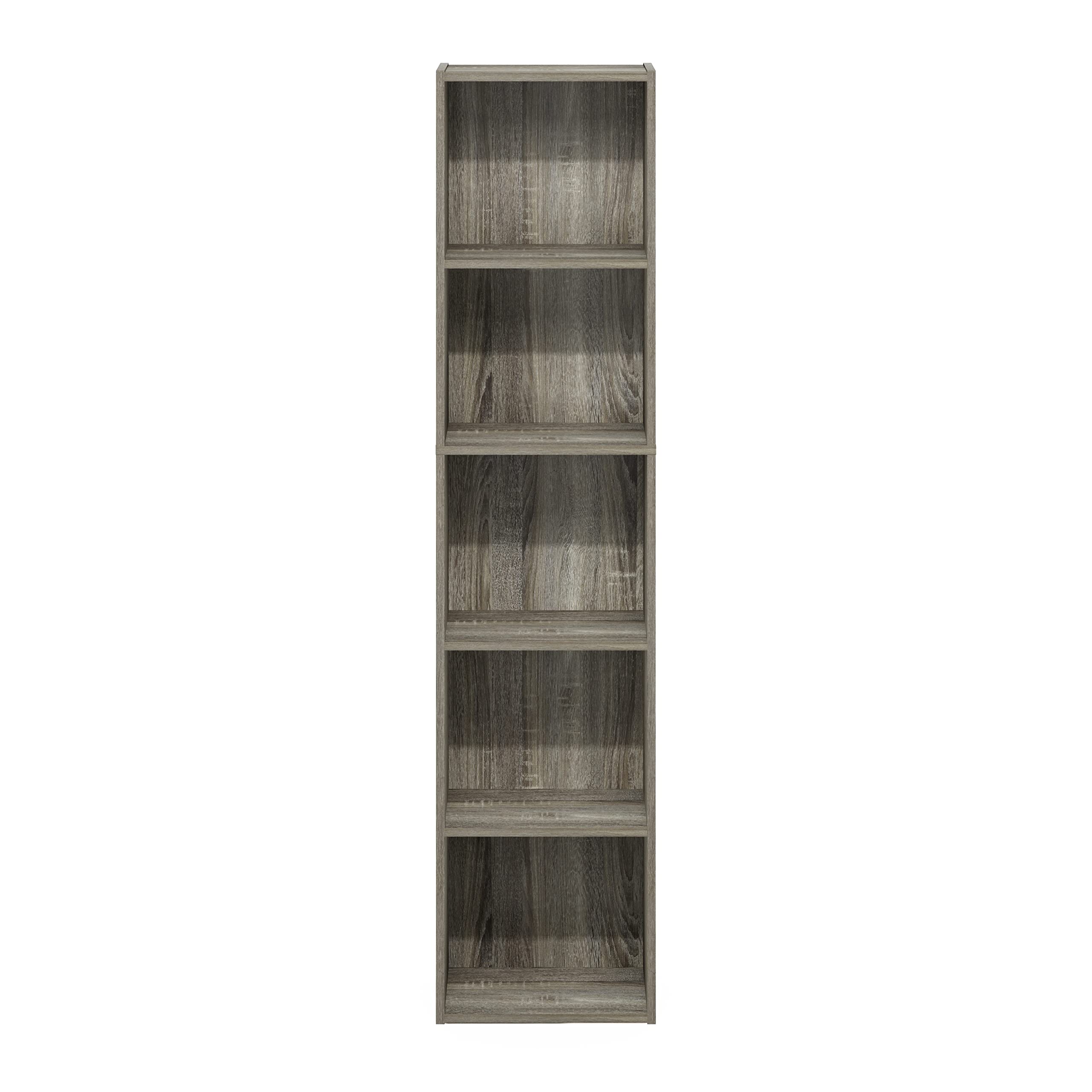 Furinno Luder Bookcase / Book / Storage, 5-Tier Cube, French Oak