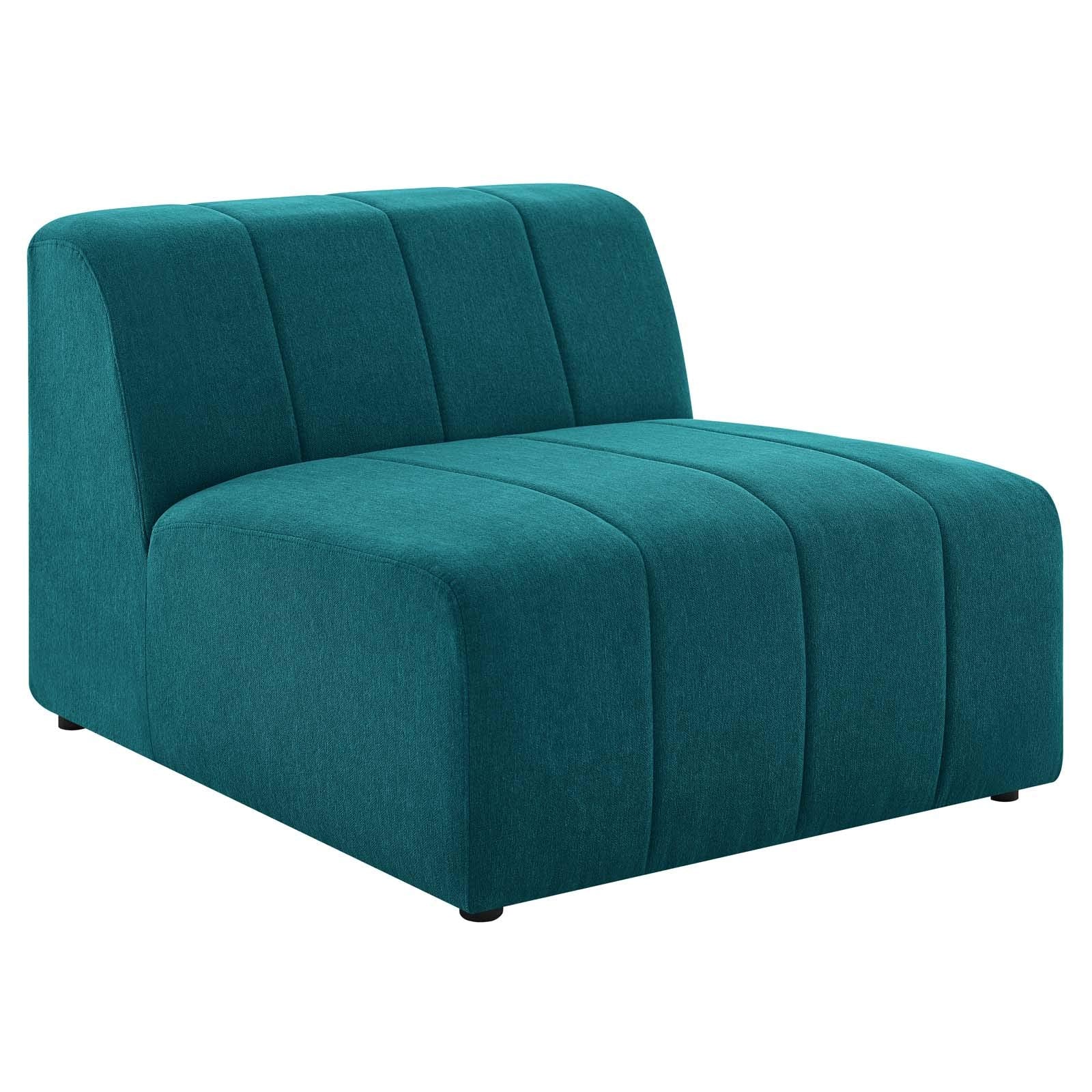 Modway Bartlett Channel Tufted Upholstered Sectional, Armless Chair, Teal