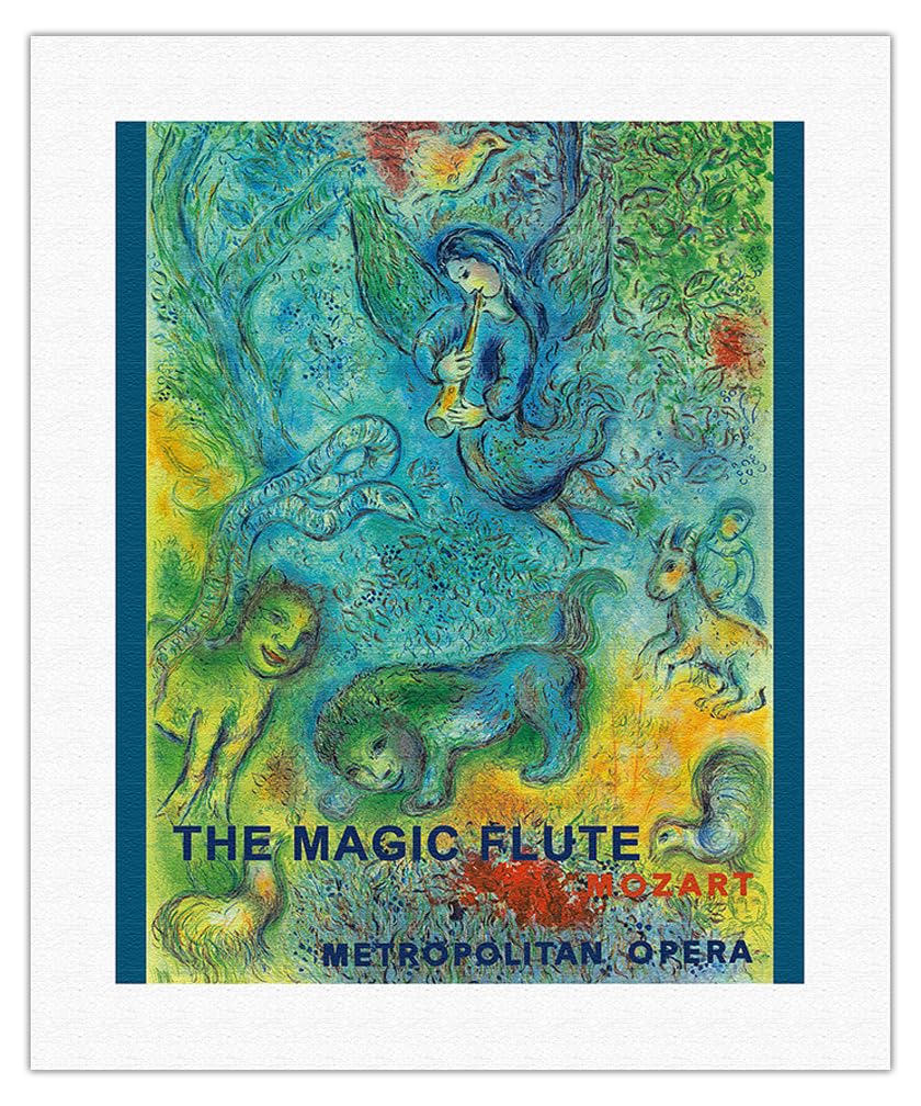 The Magic Flute - Mozart - Metropolitan Opera - Vintage Opera Poster by Marc Chagall c.1966 - Fine Art Rolled Canvas Print 16in 
