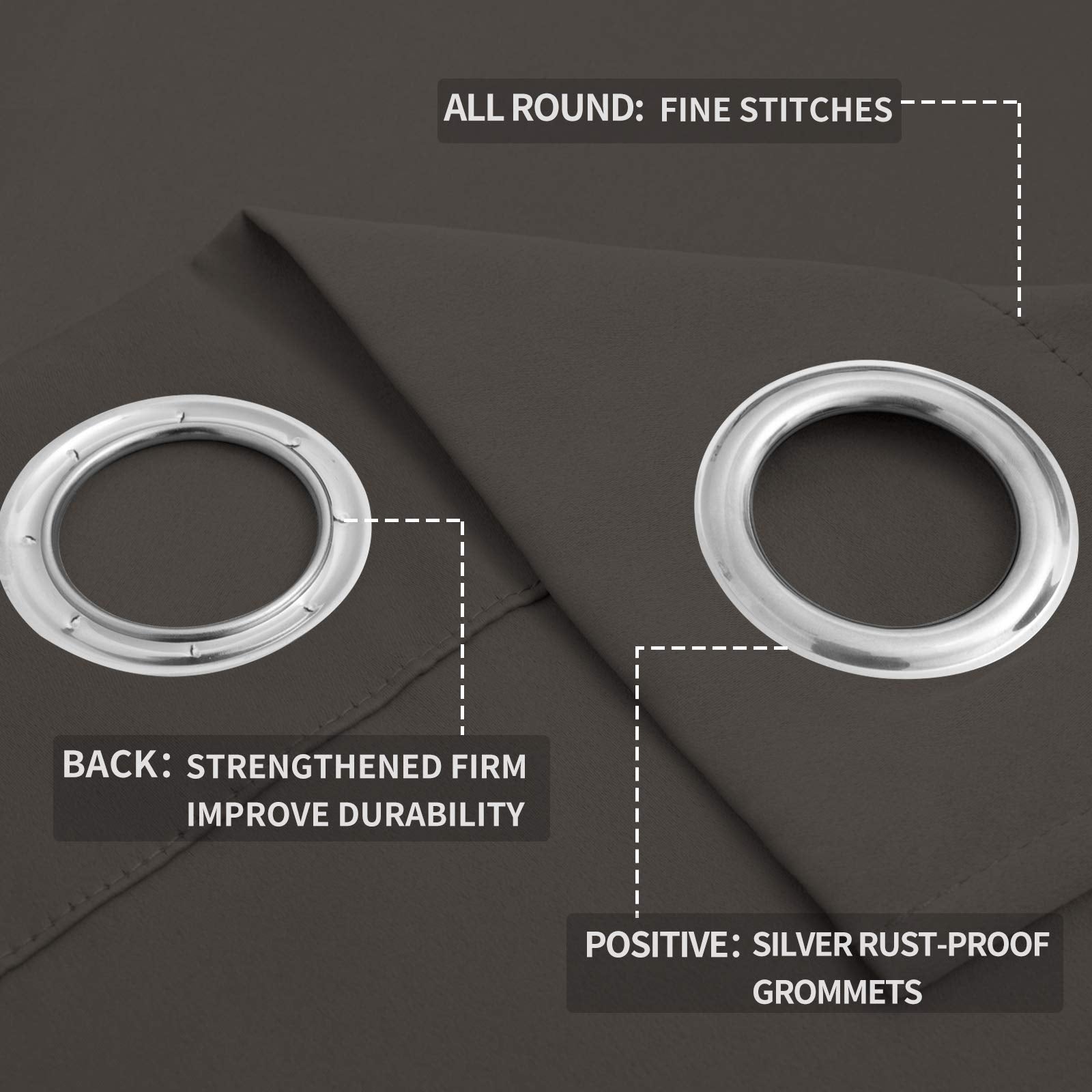 Easy-Going Blackout Curtains For Bedroom, Solid Thermal Insulated Grommet And Noise Reduction Window Drapes, Room Darkening Curtains For Living Room, 2 Panels(52X96 In,Taupe)