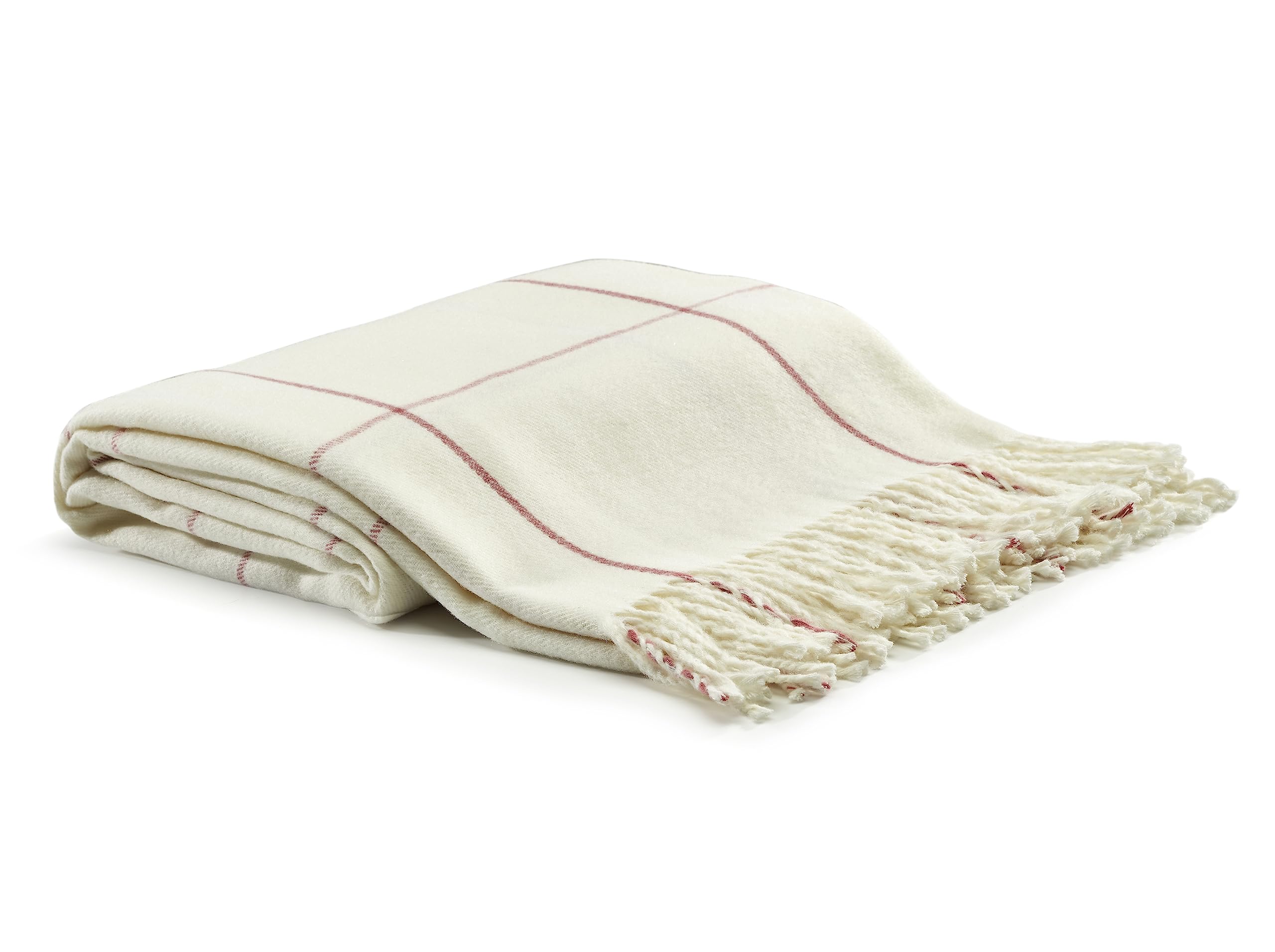 Arus Acrylic Highlands Collection Queen Size Tartan Plaid Design Throw Blanket Pink Stripes, 60X80 Inch