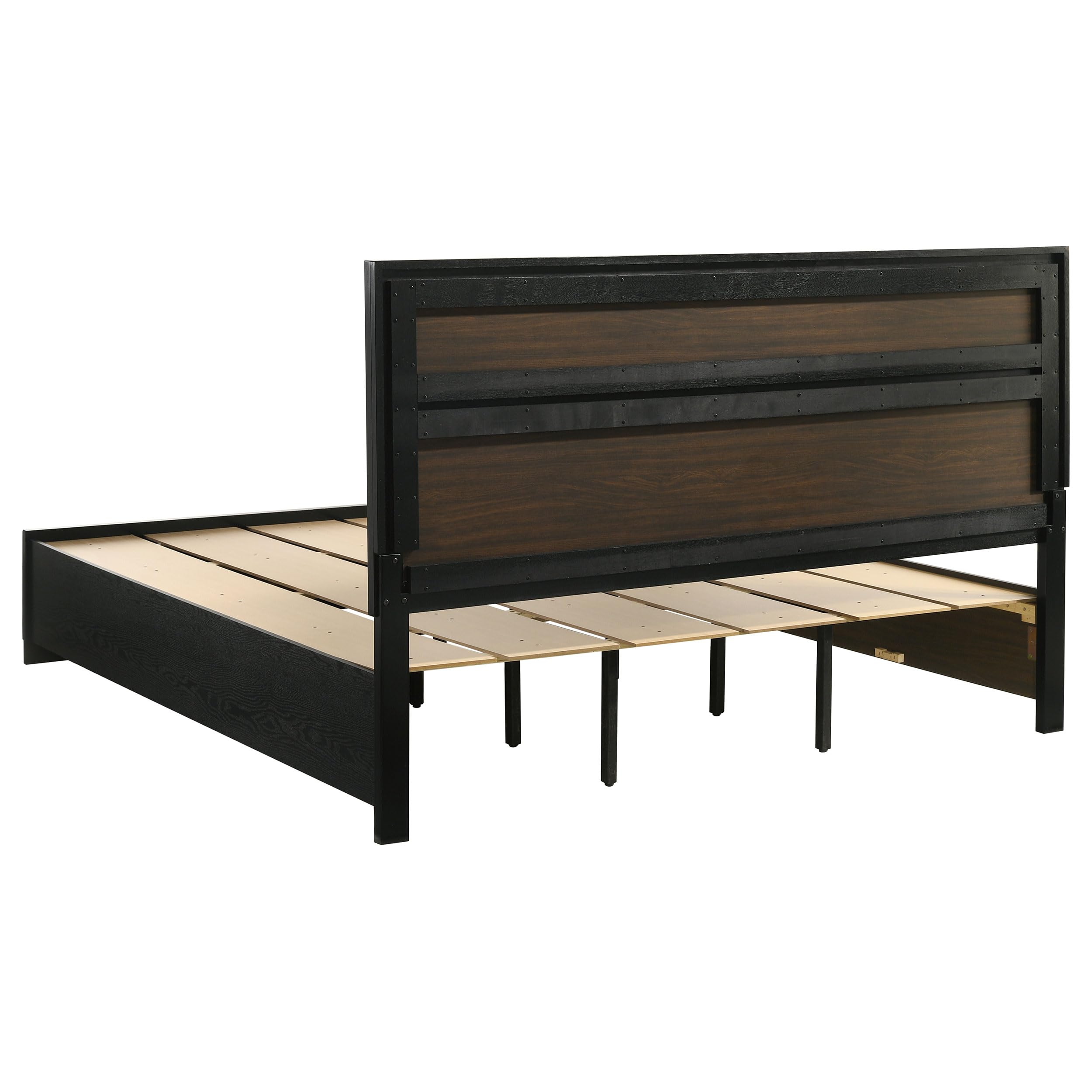 Coaster Home Furnishings Miranda Contemporary 5-Piece Bedroom Set Eastern King Size Storage Panel Bed Frame 50-inch Headboard Black 206361KE-S5