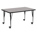 Flash Furniture Wren Mobile 30''W X 60''L Rectangular Grey Hp Laminate Activity Table - Height Adjustable Short Legs