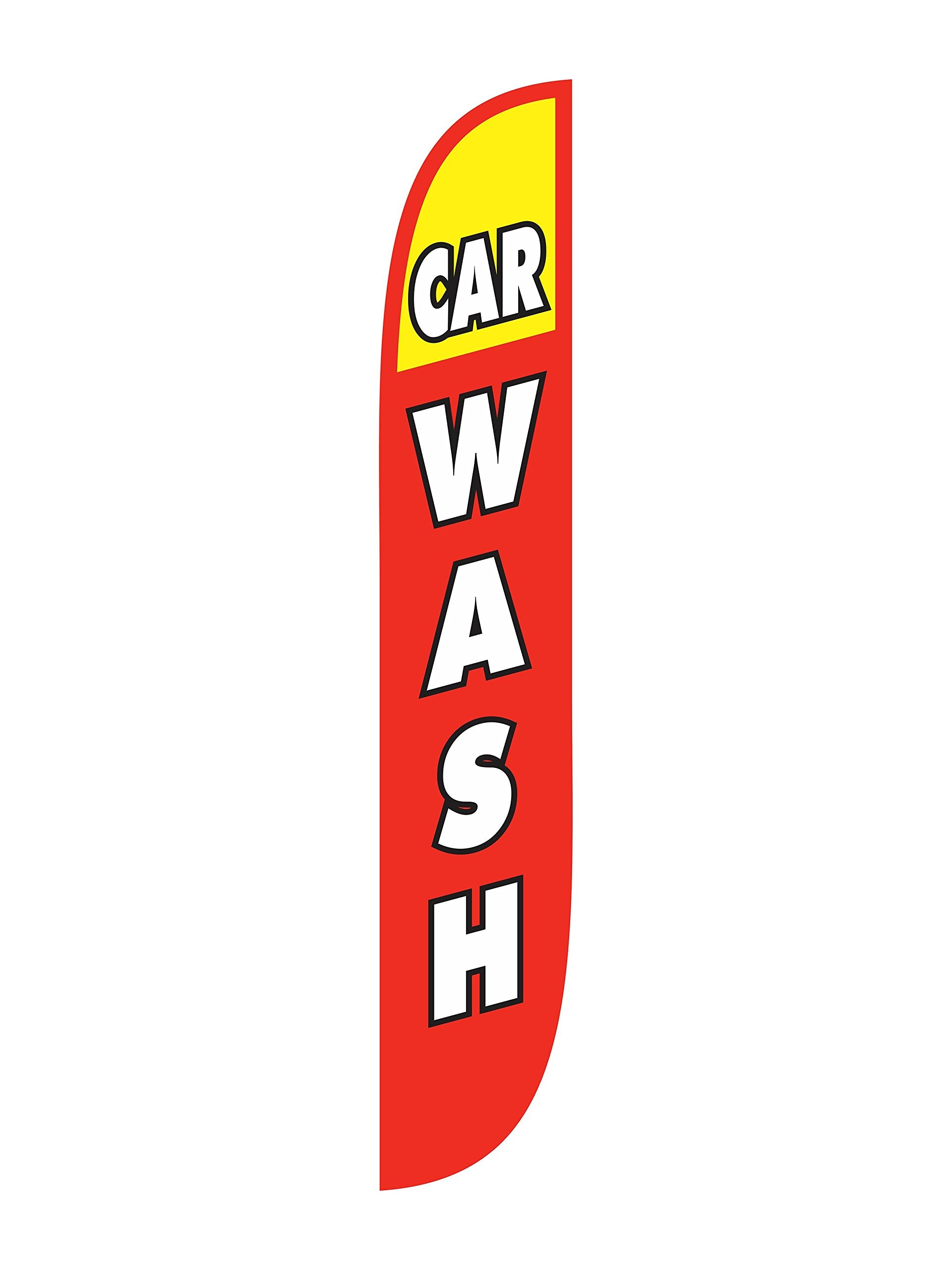 Lookourway Feather Flag - 12Ft Tall Advertising Flag Banner For Business And Events Promotion - Flag Only - Car Wash Red/Yellow