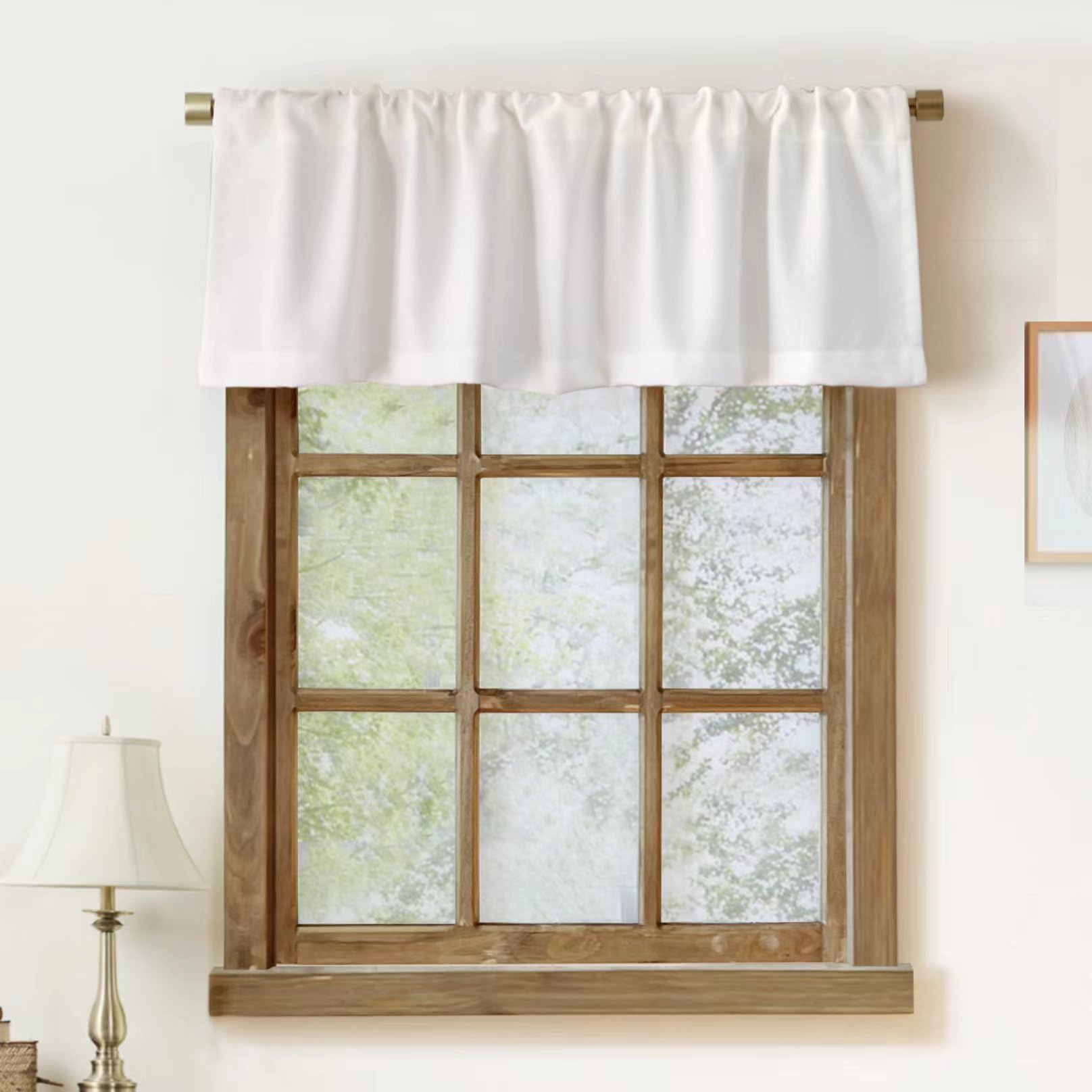 Faux Linen Valance For Windows Kitchen Living Room Valances Rod Pocket Farmhouse Country Rustic Bathroom Small Window Treatment