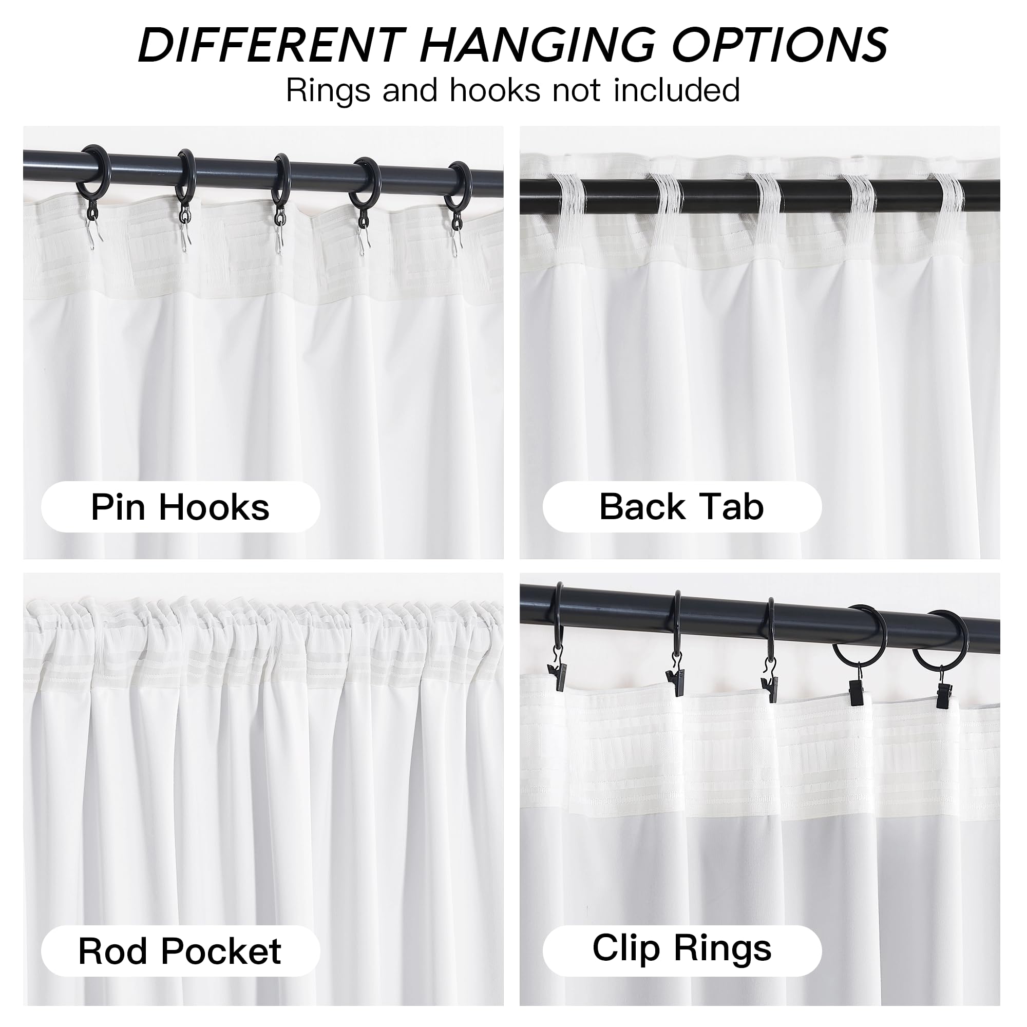 Ryb Home White Velvet Curtains 84 Inches 2 Panels Set - Plush Soft Modern Decorative Drapes Thermal Insulted Window Treatment Panels For Bedroom Living Room Dining Room, W52 X L84