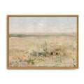 Roslynity Framed Canvas Wall Art Vintage Print Oil Paintings Meadow Landscape Summer Country Soft Green Pastel Retro Aesthetic A