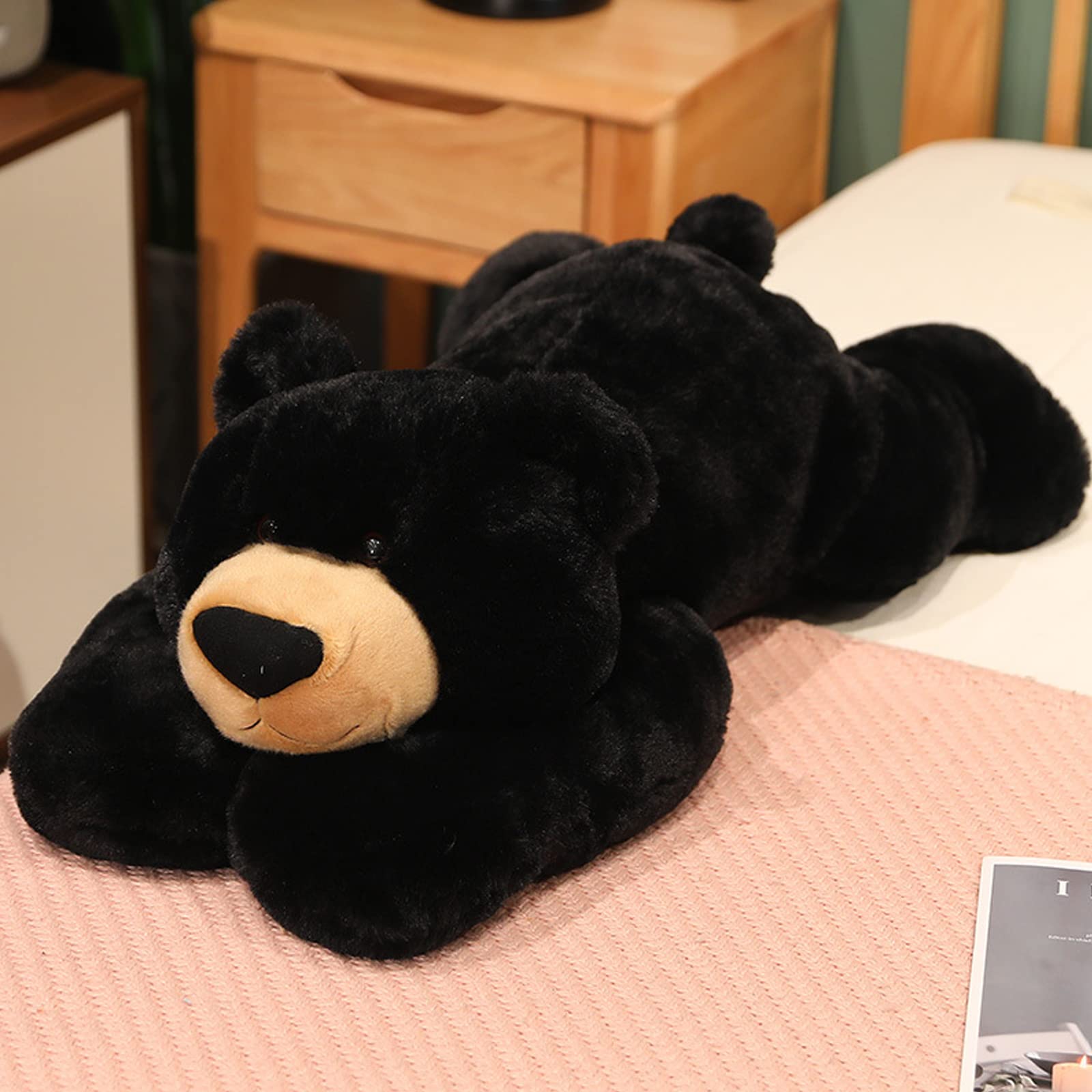 Doireum Weighted Stuffed Animals, 3.3 Lbs Weighted Bear Stuffed Animal Toy Black Bear Plush Throw Pillow Gifts For Boys Girls, 1