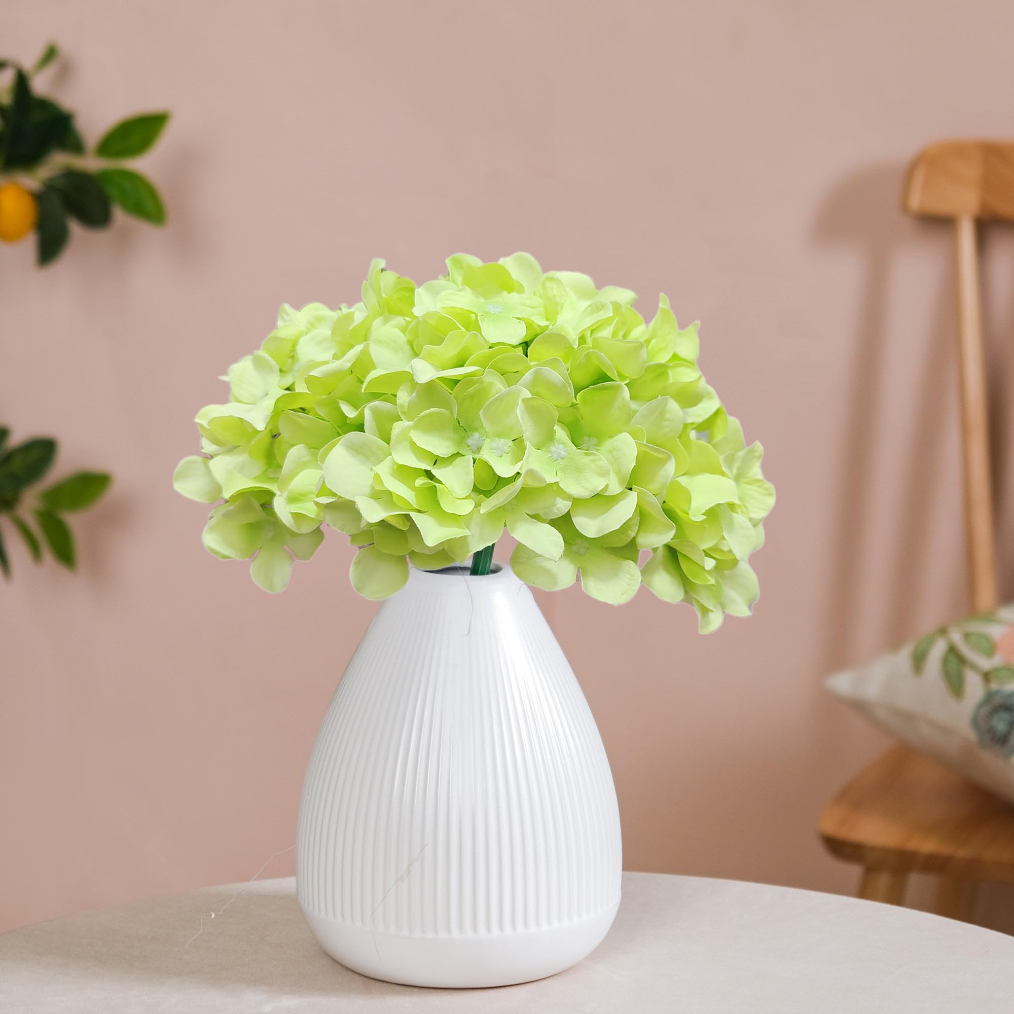 Cherica 20 Pcs Green Hydrangea Artificial Flowers Bulk, Faux Hydrangea Flowers Heads, Artificial Fake Silk Hydrangea Flowers Wit