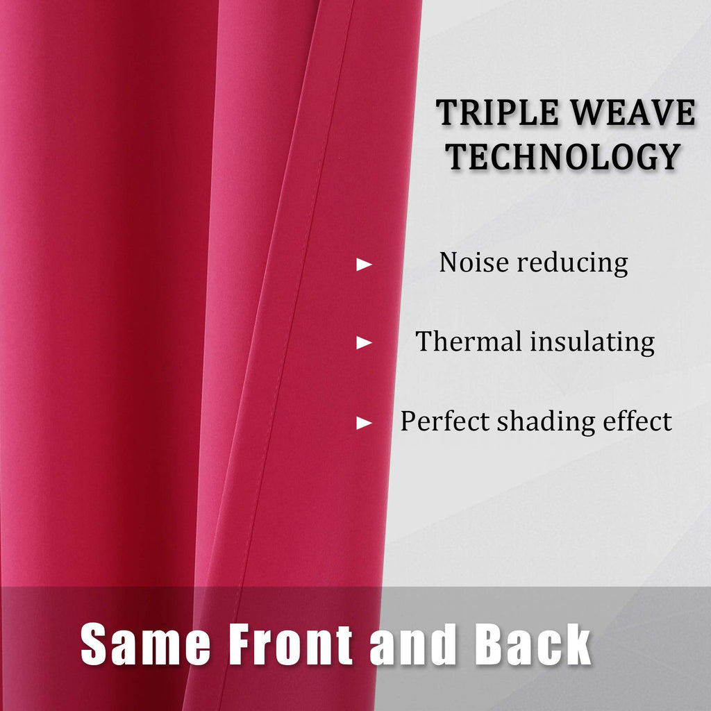 Dualife 84 Inch Fuschia Hot Pink Curtain Panels For Girls Bedroom- Room Darkening Grommet Thermal Insulated Drapes For Living Ro