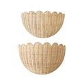 Scalloped Wall Hanging Shelves, HandWoven Wicker Wall Basket Decor, Boho Natural Rattan Decor  for Home, Living Room, Nursery 