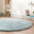 Rugs.com Infinity Collection Solid Shag Area Rug 8 Ft Round Slate Blue Shag Rug Perfect for Kitchens, Dining Rooms