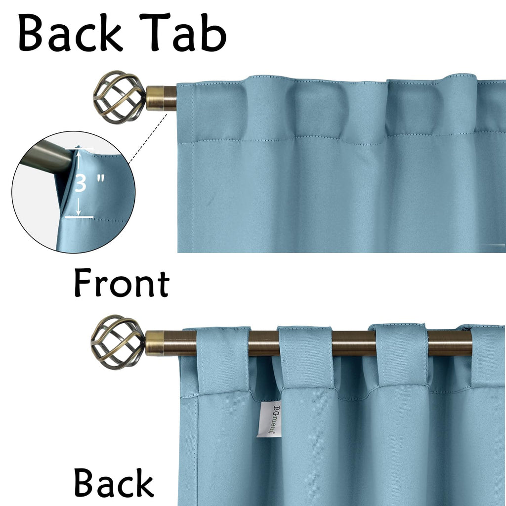 Bgment Rod Pocket And Back Tab Blackout Curtains For Bedroom - Thermal Insulated Room Darkening Curtains For Living Room, 2 Window Curtain Panels (52 X 84 Inch, Greyish Blue)