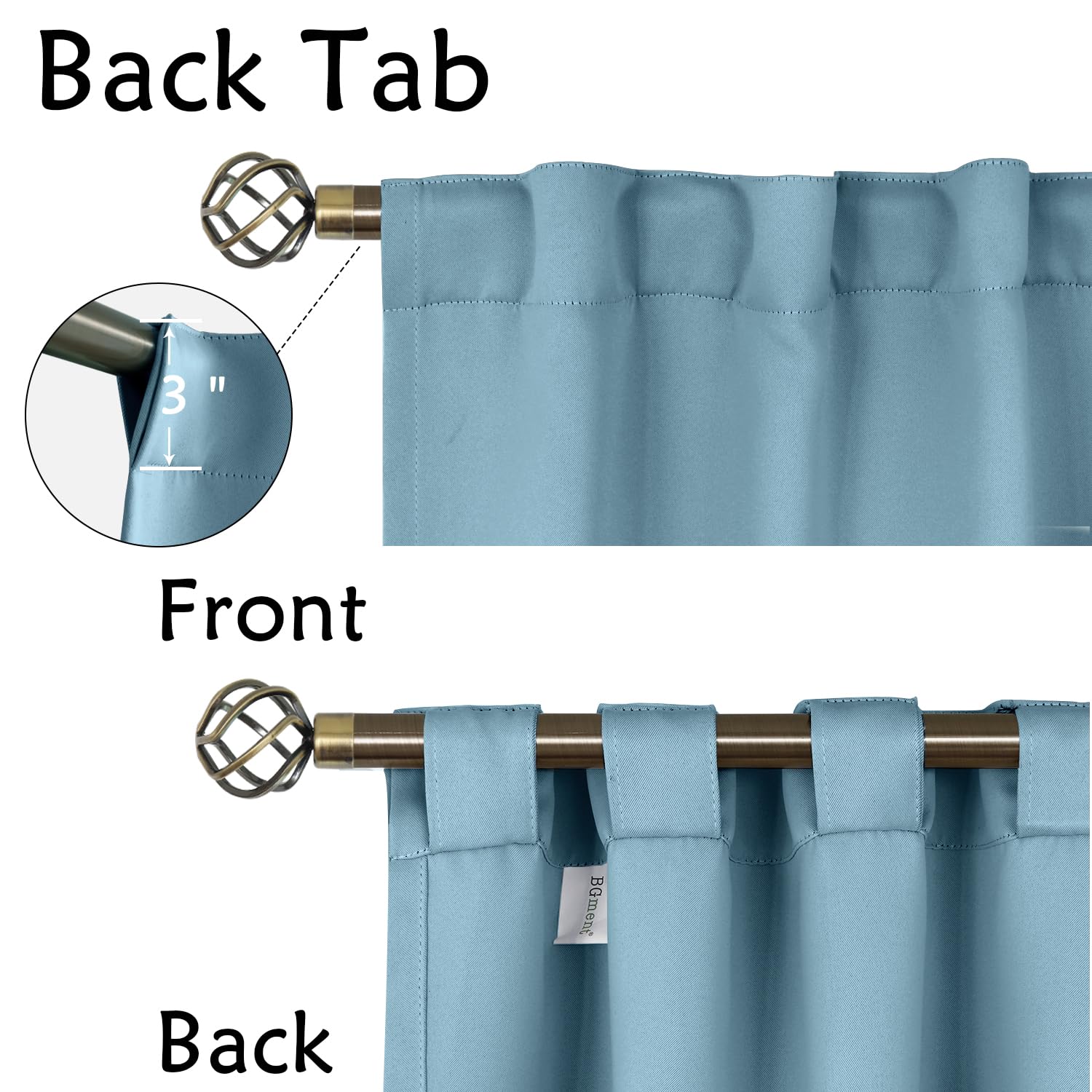 Bgment Rod Pocket And Back Tab Blackout Curtains For Bedroom - Thermal Insulated Room Darkening Curtains For Living Room, 2 Window Curtain Panels (52 X 84 Inch, Greyish Blue)