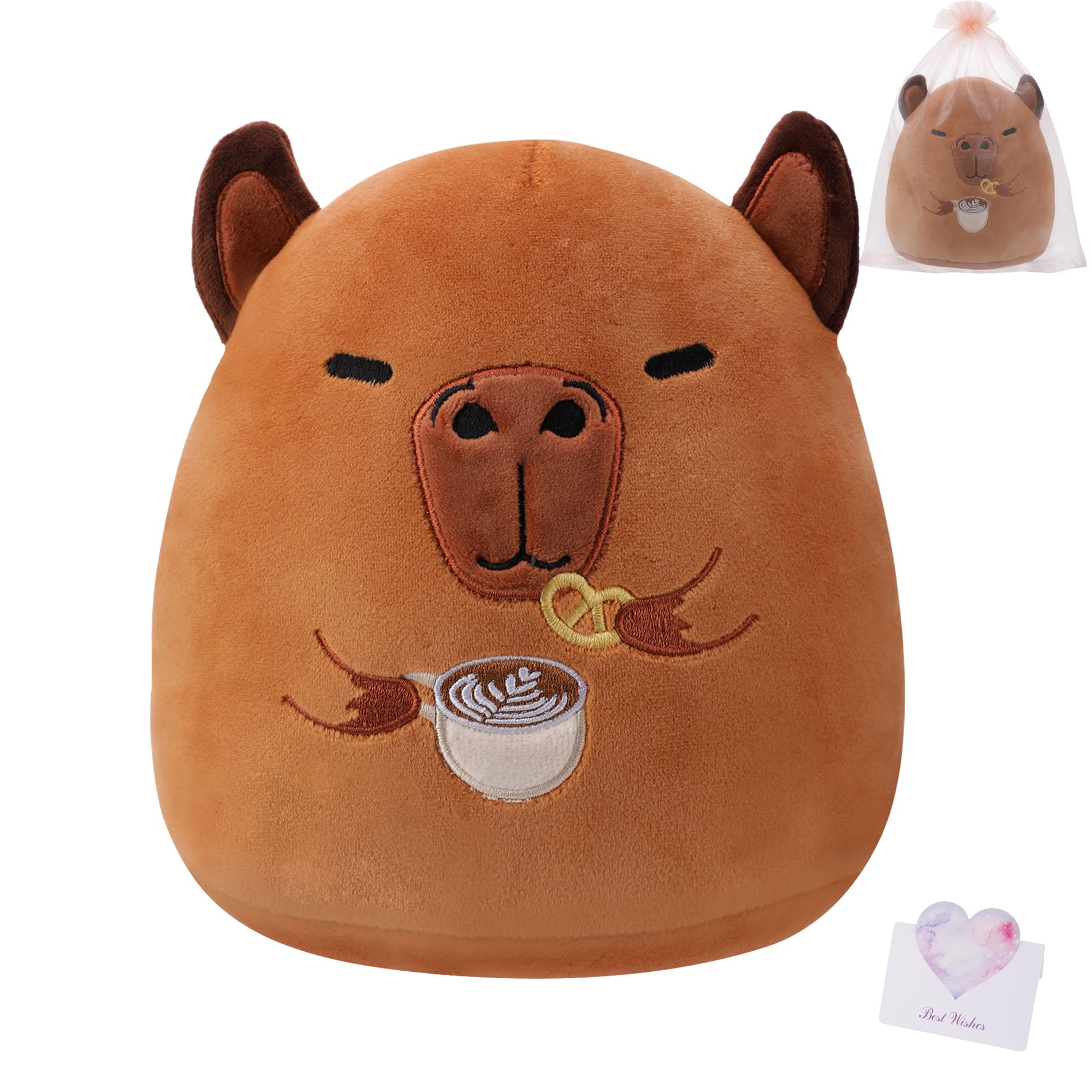 Leyoha Capybara Plush Toy Birthday Gift - Huggable Capybara Stuffed Animal Pillow For Kids, Unique Gift Idea With Free Mesh Bag