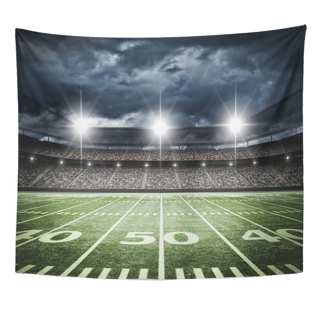 Emvency Tapestry Stadium Football Satdium Field Light Night Soccer Turf Home Decor Wall Hanging for Living Room Bedroom Dorm 50x