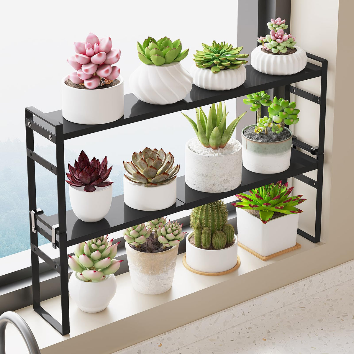 2 Pack Expandable Narrow Tall Storage Shelf with AntiDetach Buckle
