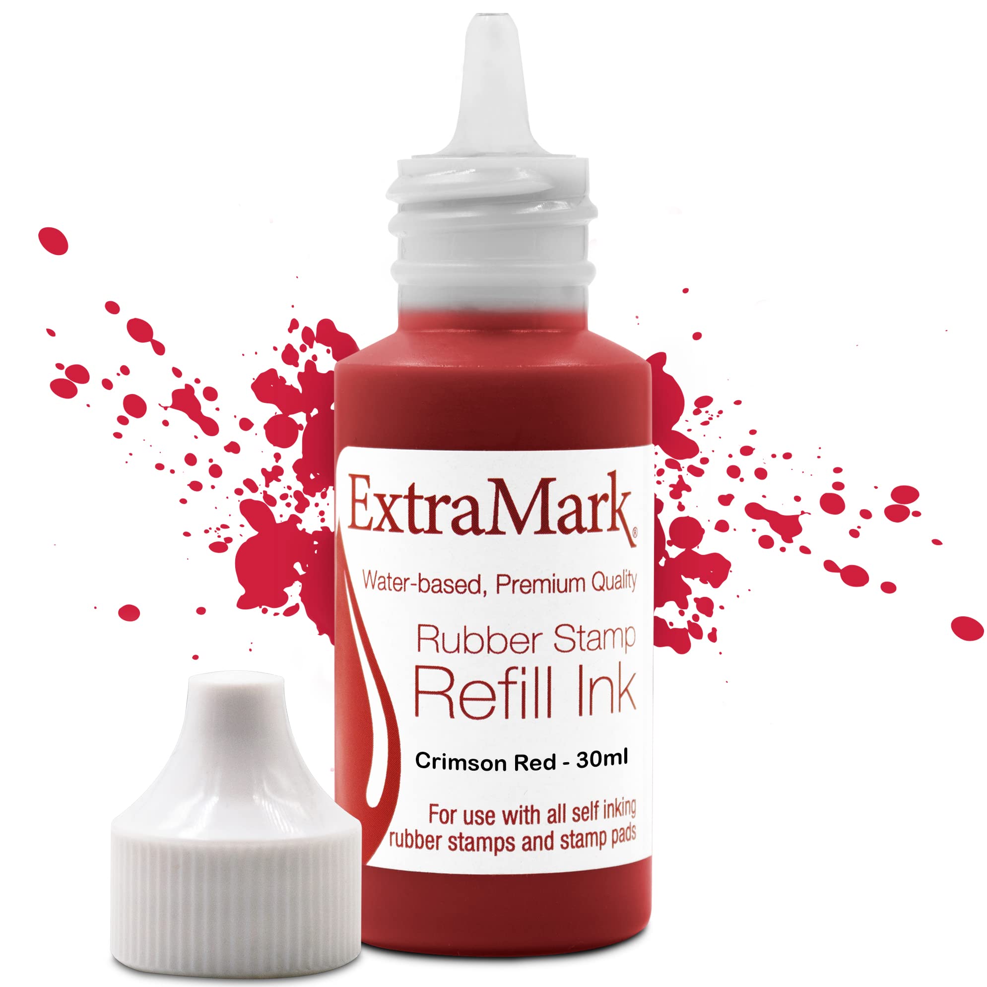Extramark Premium Stamp Refill Ink For Self-Inking Stamps And Stamp Pads, 30 Ml, Crimson Red Color Ink.
