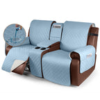 KinCam 100% Waterproof Recliner Loveseat Cover with Console, Non-Slip Reclining Couch Covers for 2 Seat, Recliner Sofa Cover Fur