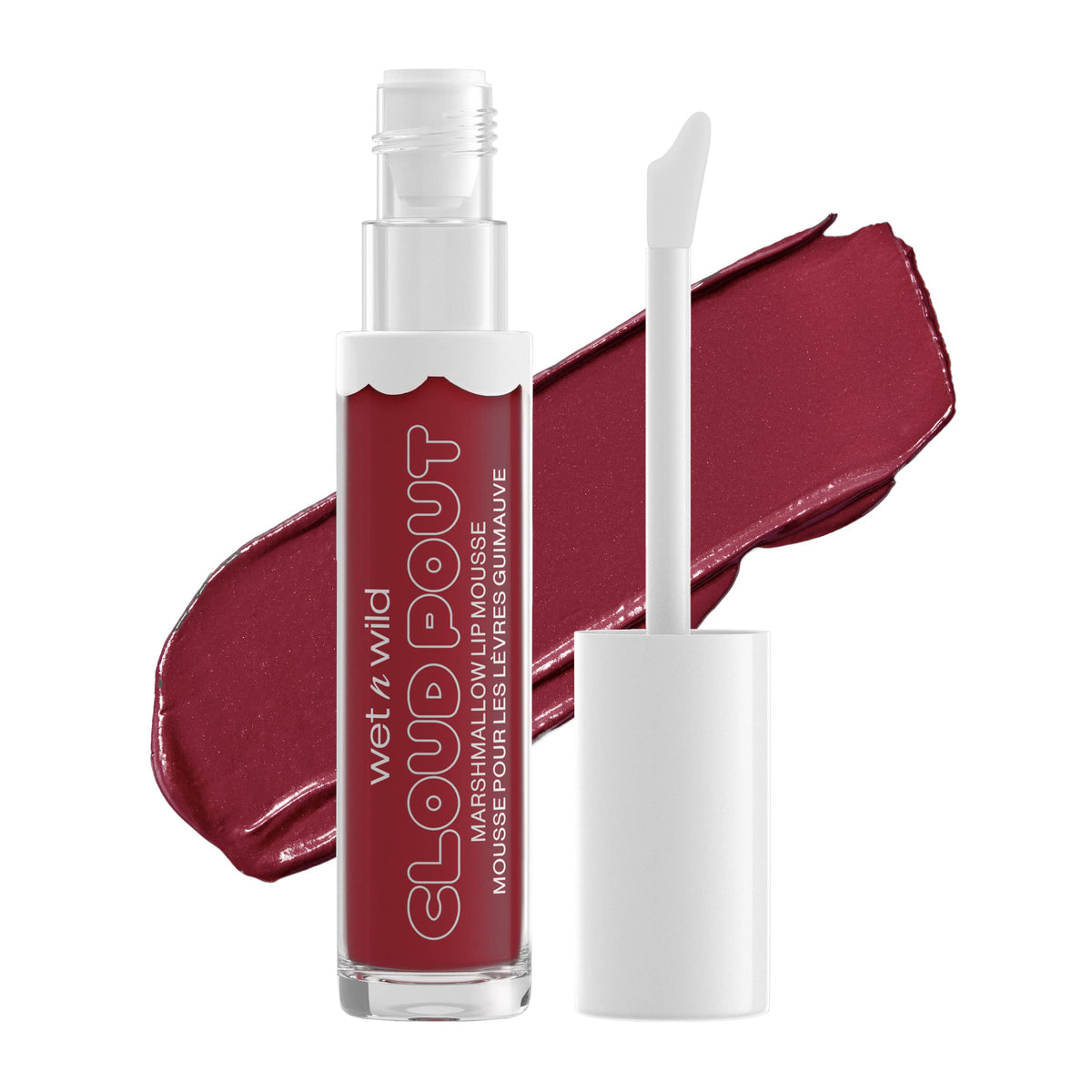 Wet N Wild Lip Cream Cloud Pout W/Marshmallow, Dark Red I'M On Cloud Wine  Argan Oil  Vitamin E