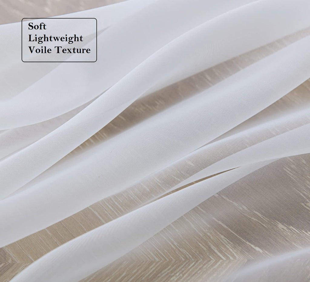 Pi Clear White Sheer Curtains With Rings Top 72 Inch Long For Living Room/Bedroom 2 Panels (W52 X L72, Optical White)
