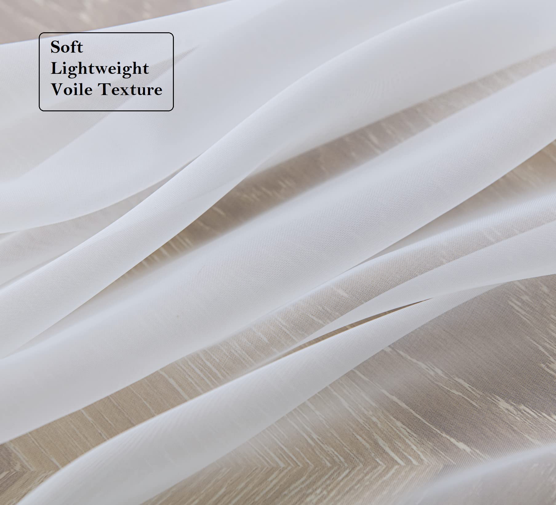 Pi Clear White Sheer Curtains With Rings Top 72 Inch Long For Living Room/Bedroom 2 Panels (W52 X L72, Optical White)