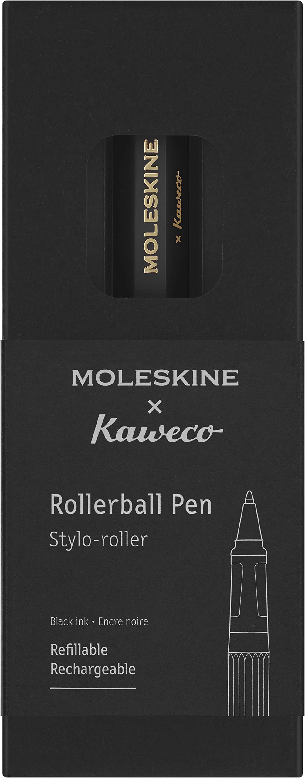 Moleskine X Kaweco, Roller Pen, 0.7Mm Point, Black With Black Ink