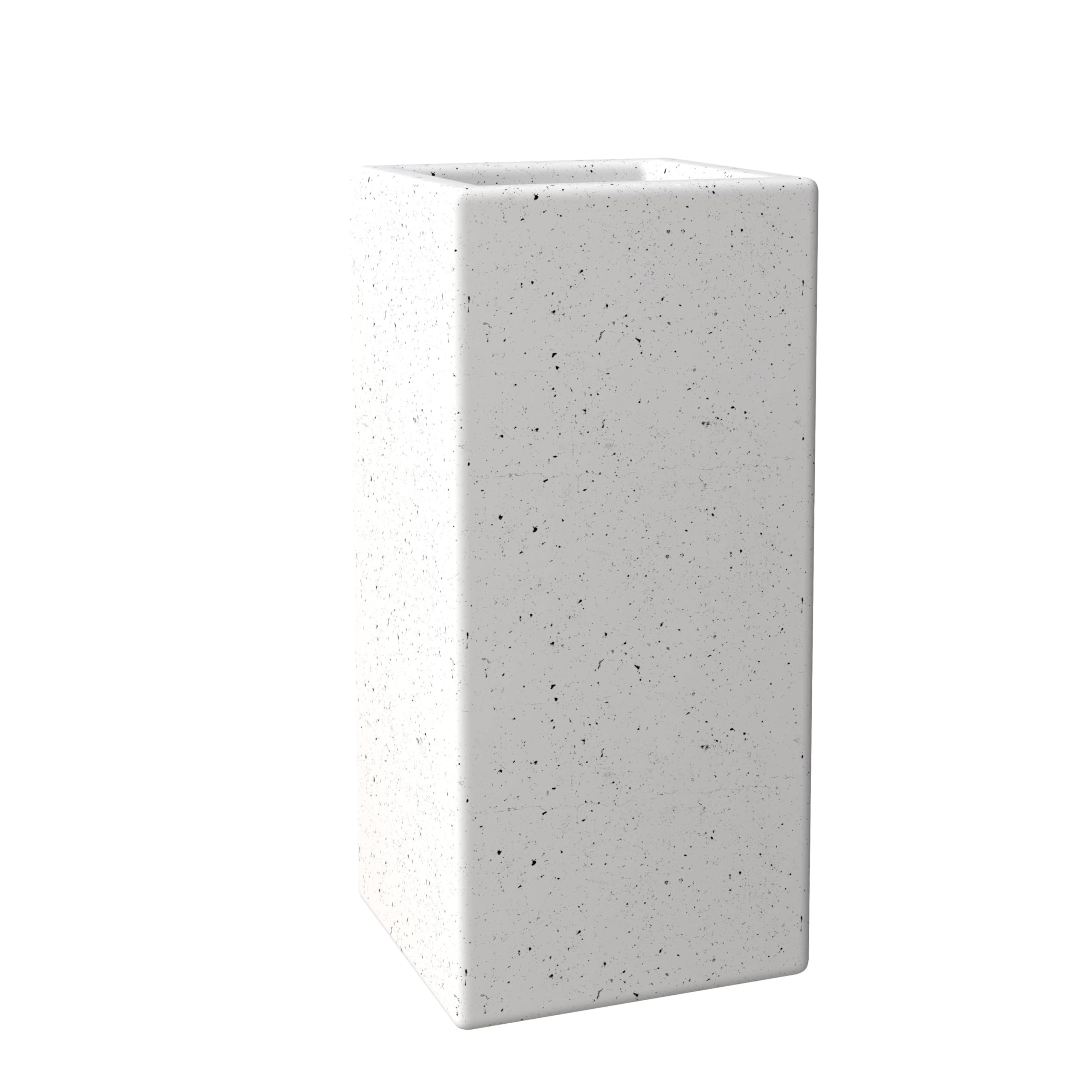 Terra Series Poly Stone Planter in Dotted White 15 x 15 31.5 High