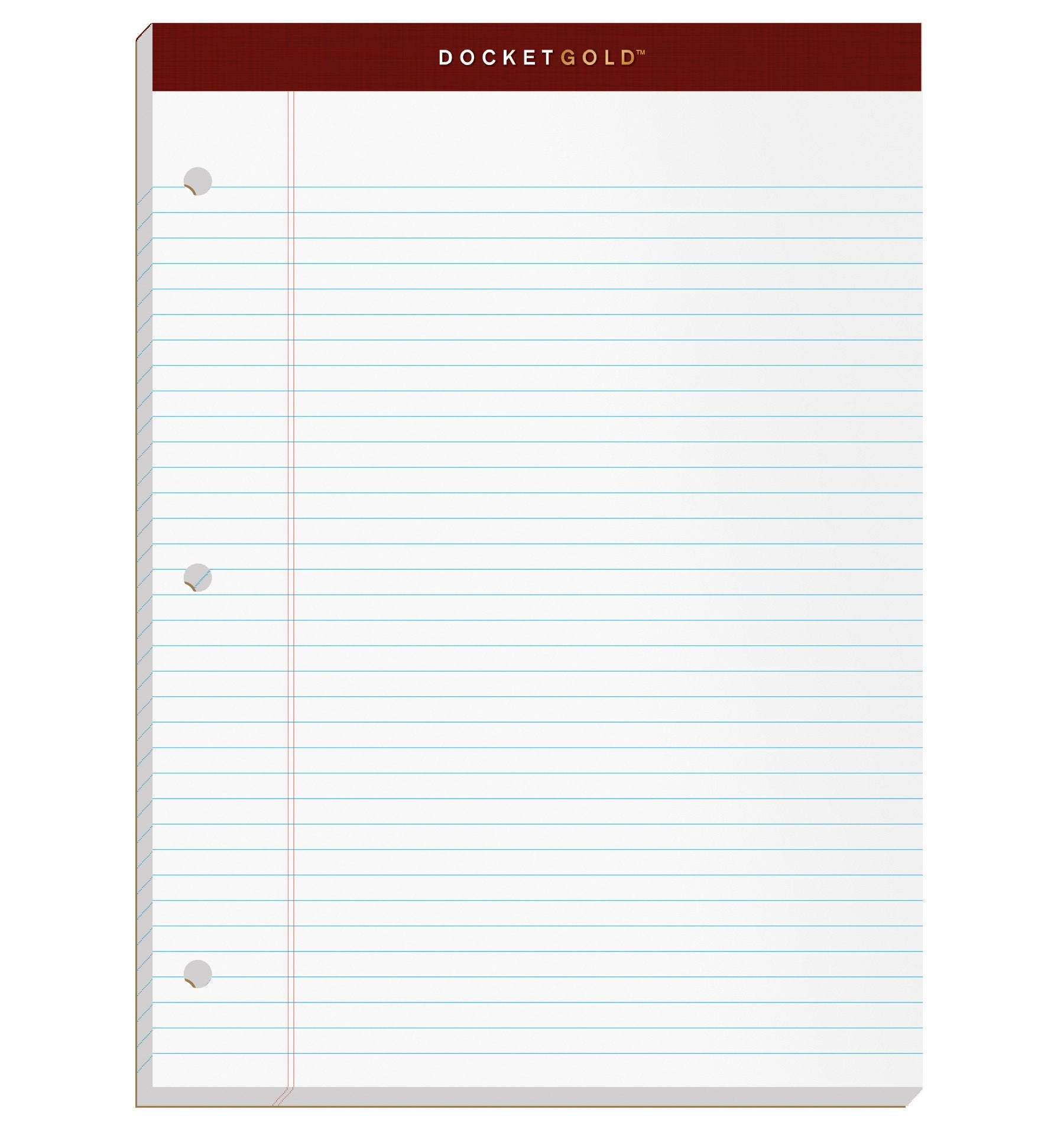 Tops Docket Gold Writing Pads, 8-1/2' X 11-3/4', Narrow Rule, 3-Hole Punched, White Paper, 100 Sheets, 2 Pack (99706)