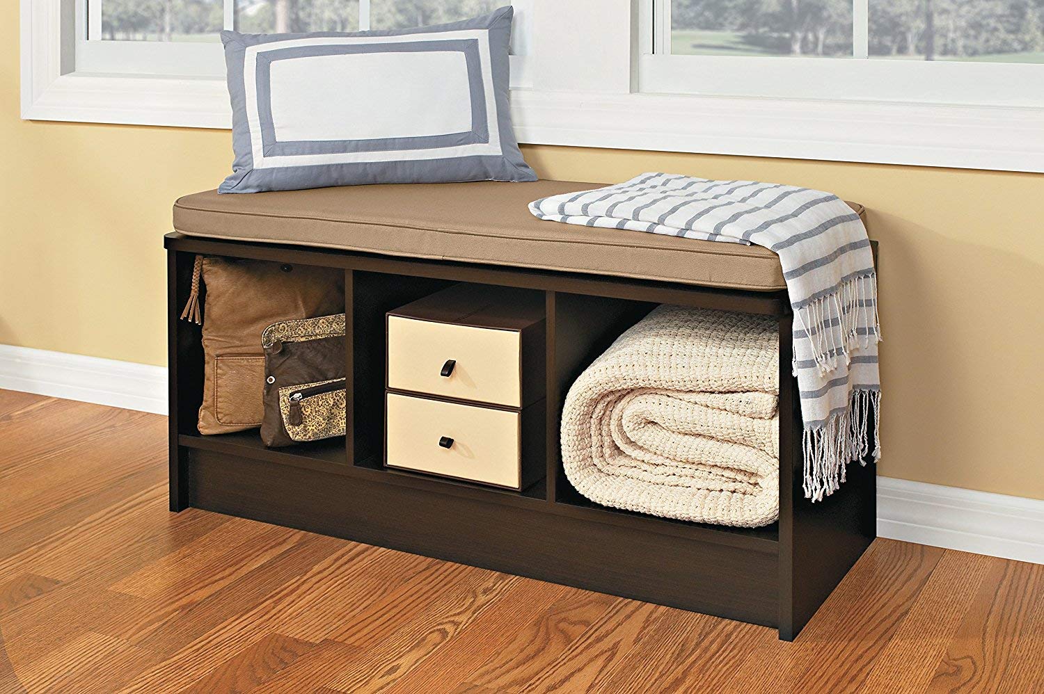 Closetmaid 1570 Cubeicals 3-Cube Storage Bench, 14.01'D X 35.27'W X 18.5'H, Espresso