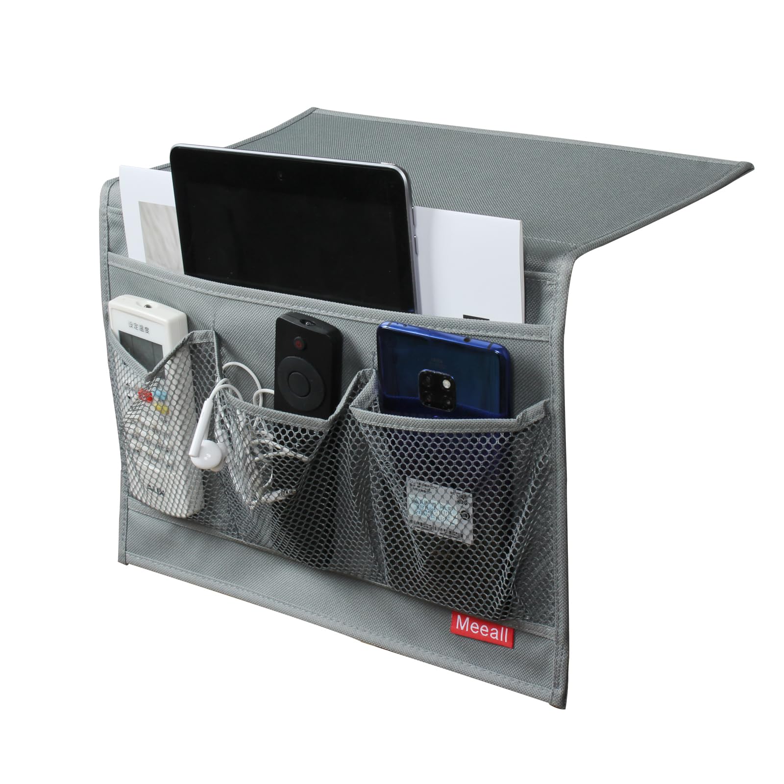 Meeall Bedside Storage Organizer with Pockets, Bedside Caddy, Table Cabinet Storage Organizer, TV Remote Control, Phones, Magazi