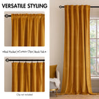 Miulee Velvet Curtains 90 Inches 2 Panels - Luxury Blackout Curtains For Bedroom Living Room Thermal Insulated Fall Decor Super Soft Elegant Window Drapes Rod Pocket & Back Tab, Mustard Yellow