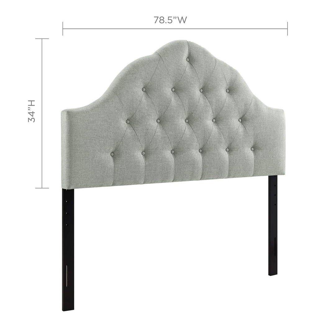 Modway Sovereign Tufted Button Linen Fabric Upholstered King Headboard in Gray