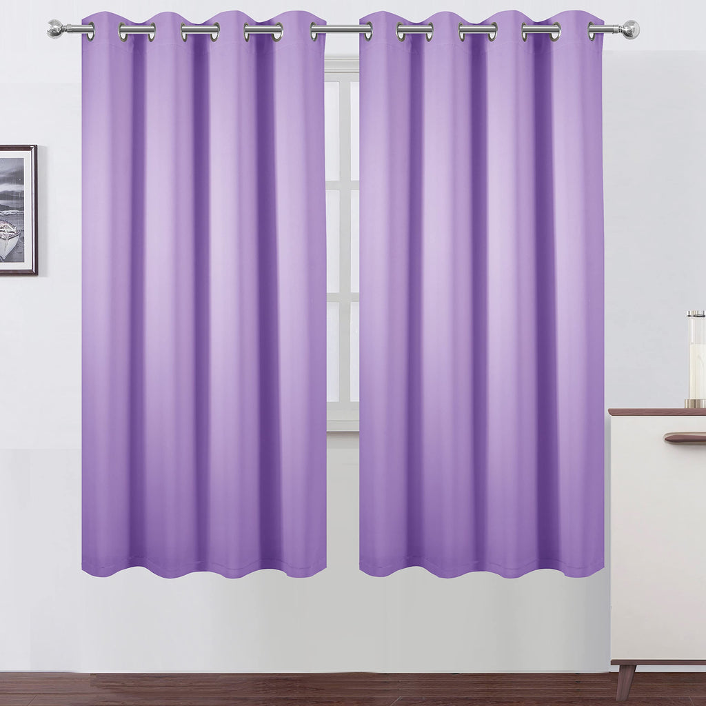Lemomo 100% Blackout Curtains 52 X 72 Inch/Lavender Curtains 2 Panels With Black Lining Room Darkening Thermal Insulated Bedroom